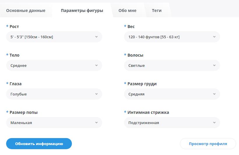 параметры фигуры bongamodels