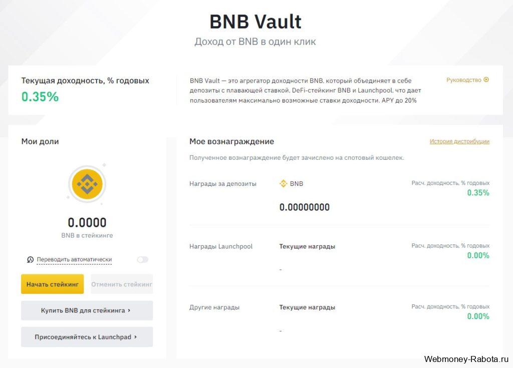 инвестиции с BNB Vault
