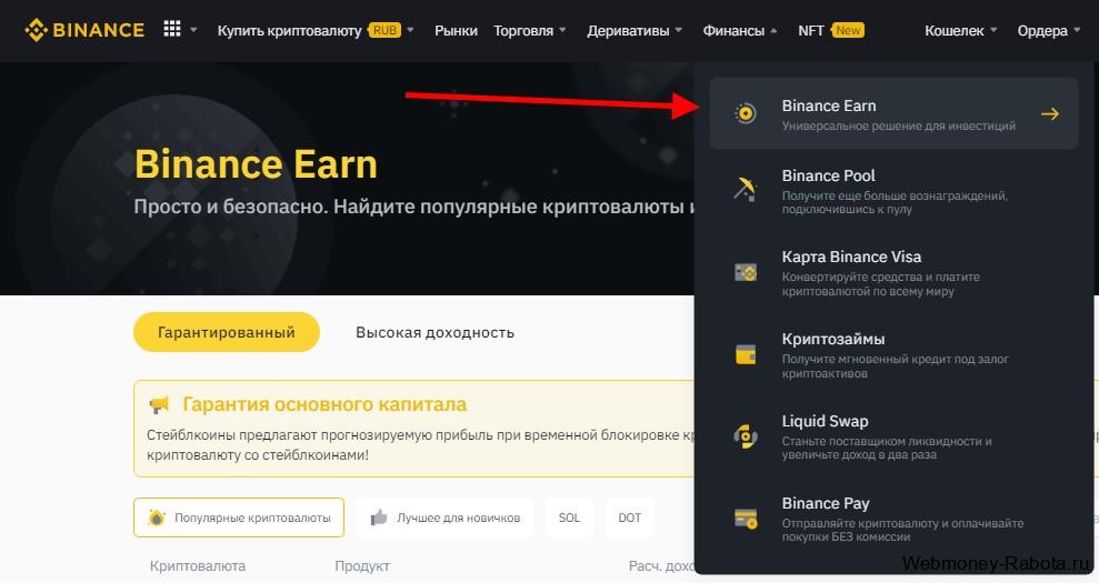 Обзор Binance Earn