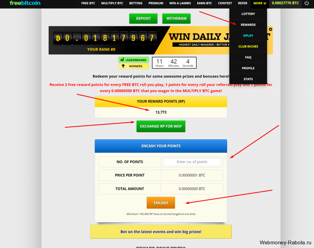 Rewards Points freebitcoin
